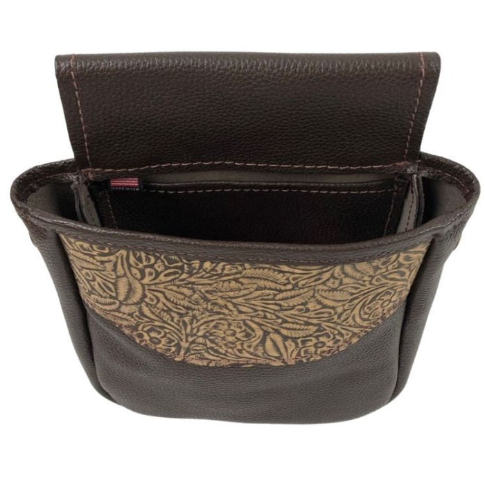 (image for) Embossed Floral Leather Shotgun Shell Belt Bag Pouch